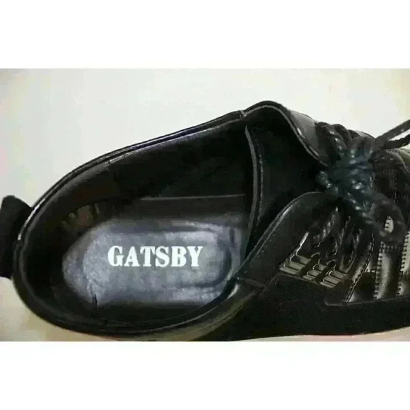 Gatsby Quilted Derby Oxford Sneakers Black Faux Leather Lace Up Shoes Men's 10 - Picture 8 of 9